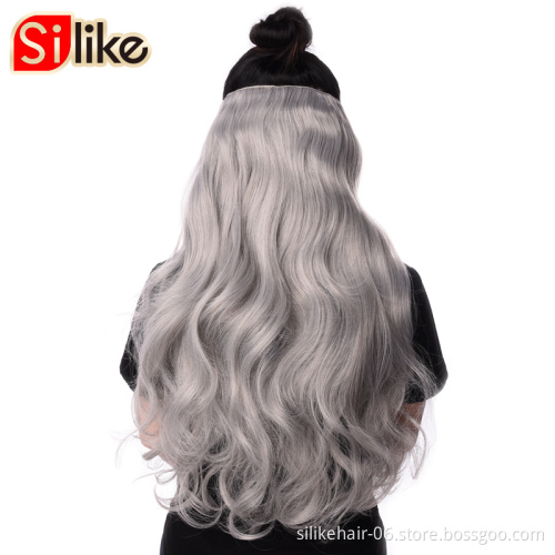 4 Clips one Piece 19 Colors Available Silike 190g 24 inch Stretched Wavy Clip in Synthetic Hair Extensions Heat Resistant Fiber